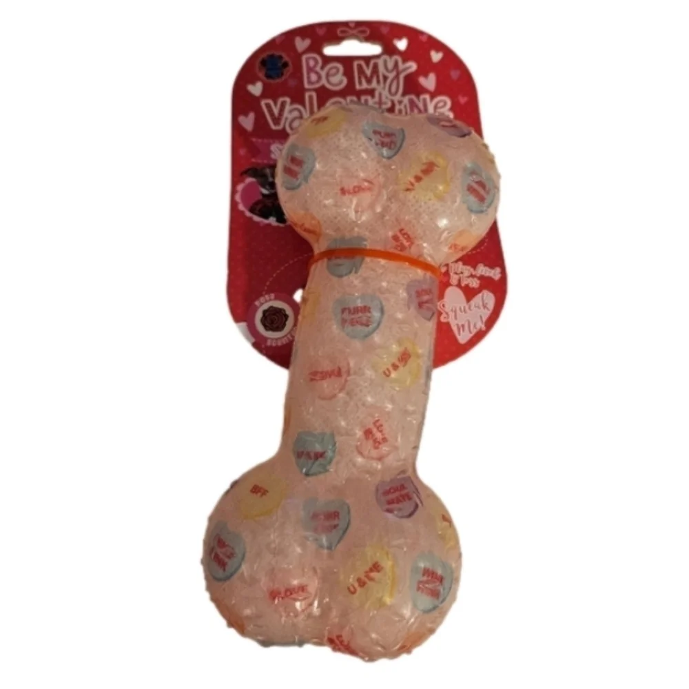 European Home Designs Squeaky Bone Dog Toy Rose Scented